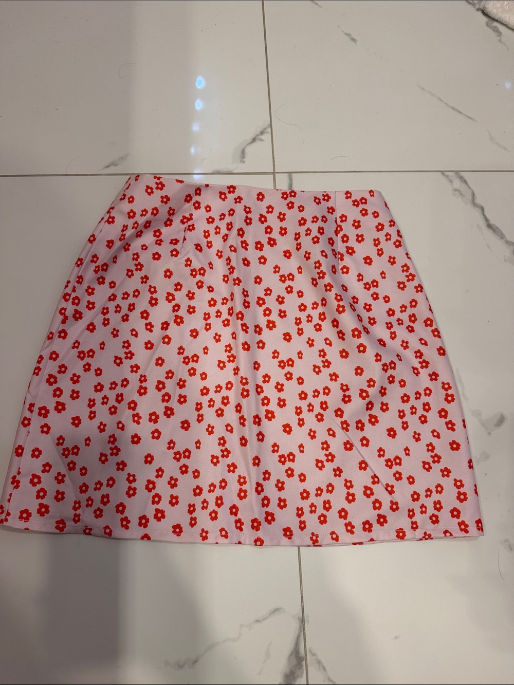 Pink & Red Floral A-Line Mini Skirt